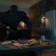 The Venom symbiote sits in Eddie Brock's apartment, admiring its destruction... and also a chicken?